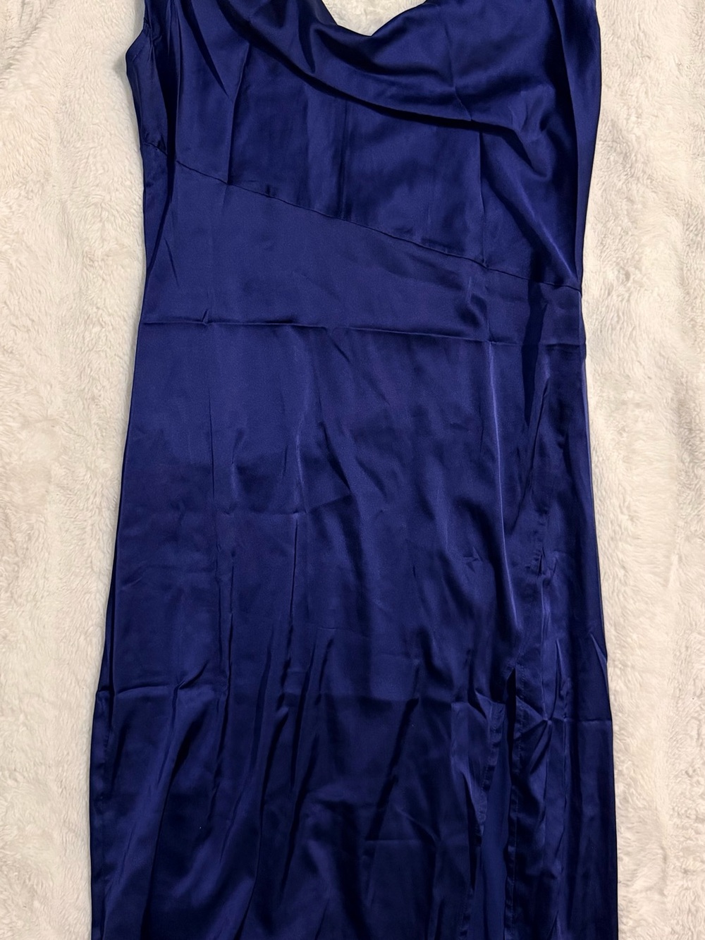 Strapless Satin Evening Dress in Deep Blue